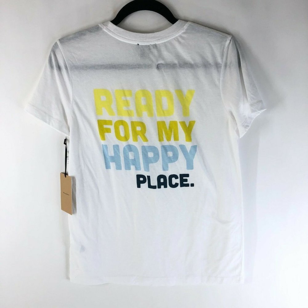 Halogen Womens T Shirt Top Ready For My Happy Place Crew Neck White M